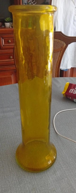 Jarrón cristal vintage mostaza