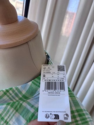 Vestido camisero Mango cuadros verde M algodón