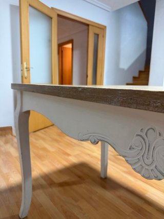 Mesa Vintage Madera Blanca y Marrón