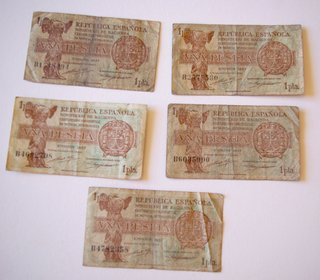 Lote 5 Billetes 1 Peseta 1937 República Española