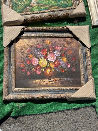 Cuadro de flores pintado al óleo