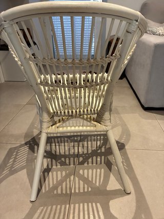 Poltrona in rattan bianco vintage boho