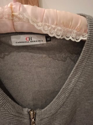 Cardigan Carolina Herrera Gris Cremallera