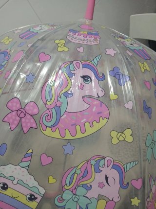 Paraguas transparente unicornios infantil