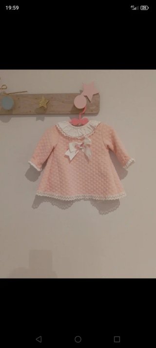 Vestido niña salmón rosa con lazo