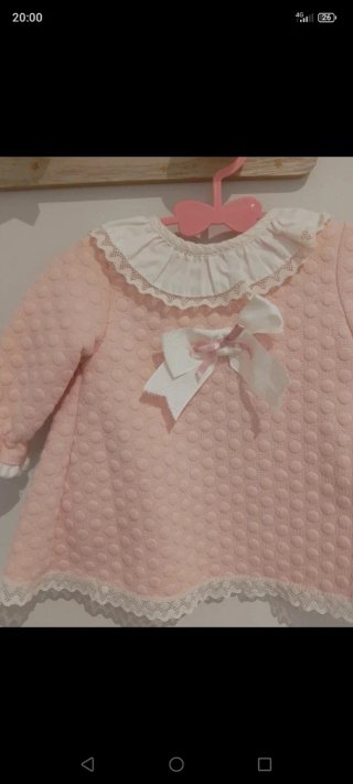 Vestido niña salmón rosa con lazo