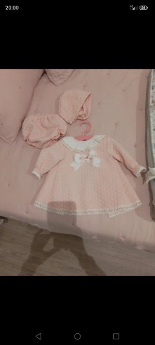 Vestido niña salmón rosa con lazo