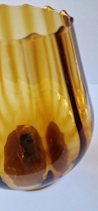 Copa jarrón ámbar vintage cristal
