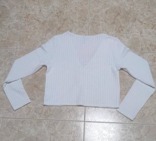 Chaqueta fina H&M Acanalada Blanca T. M