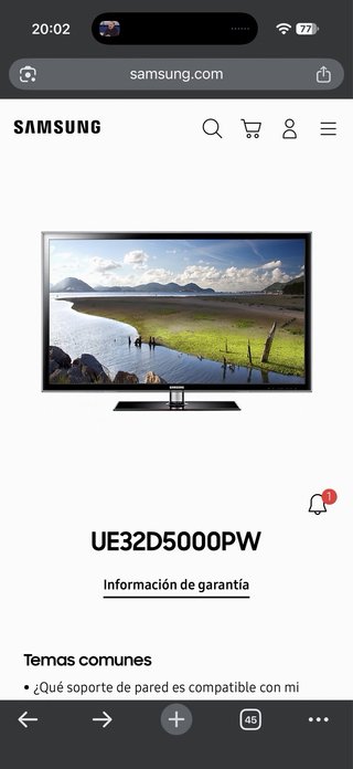 Televisión Samsung 32” Negra