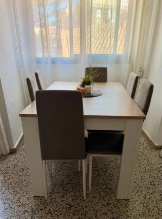 Conjunto Muebles Salón Blanco y Roble