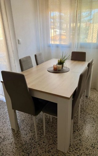 Conjunto Muebles Salón Blanco y Roble