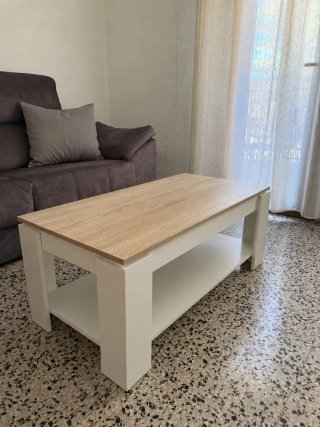 Conjunto Muebles Salón Blanco y Roble