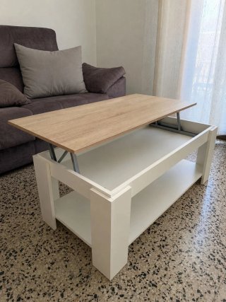Conjunto Muebles Salón Blanco y Roble