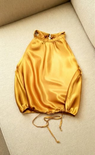 Top raso oro bronzo stile vintage Y2K