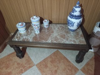 Mesa baja madera y mármol