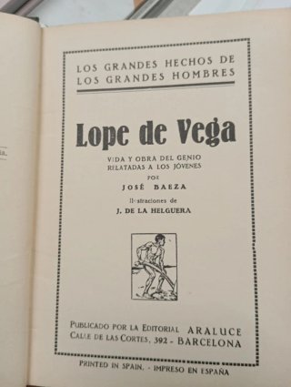 Libro antiguo "López de Vega",1935