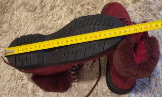 Botines granate con pelo y cordones talla 37