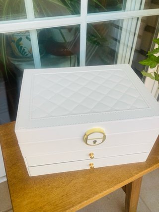 Joyero Grande Blanco 3 Niveles 23x17x13.5cm