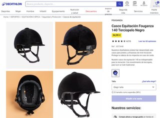 Casco Equitación Fouganza C300 Negro Talla 56