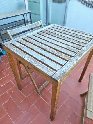 Mesa y 2 Sillas Plegables Exterior Madera