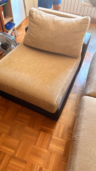 Sofá Chaiselongue Beige y Marrón