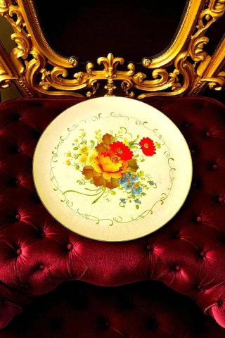 antico piatto vassoio trionfo rose bronzo