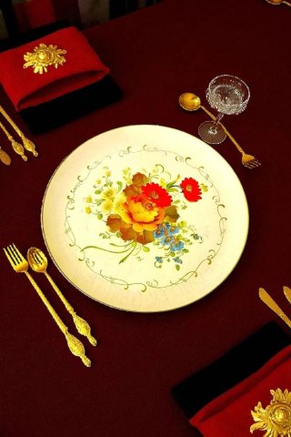 antico piatto vassoio trionfo rose bronzo