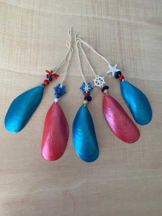 5 Conchas de Mexilhão Decoradas Estilo Marino