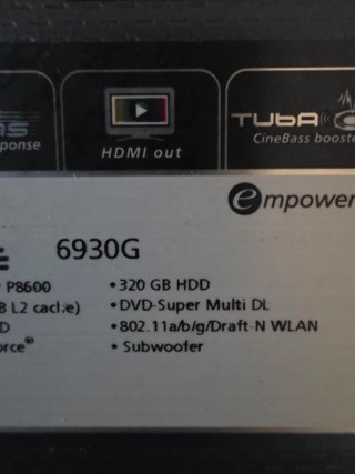 Acer Aspire 6930 Ordenador Portátil Negro