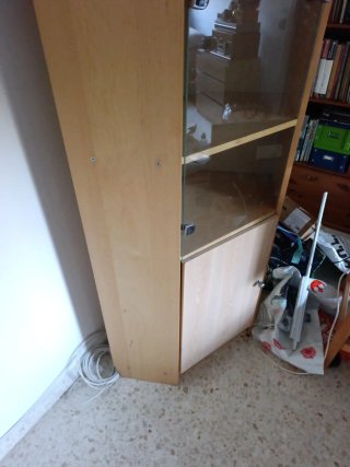 Mueble Rinconera Madera y Cristal