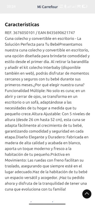 Cuna colecho convertible en escritorio