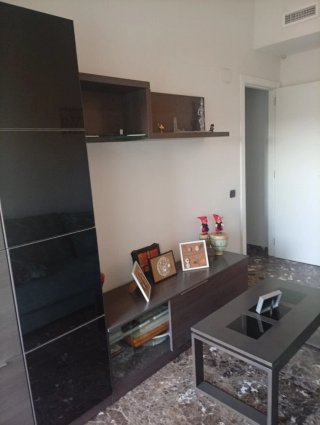 Mueble modular, mesa y sofá