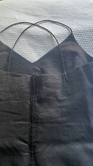 Vestido lino negro tirantes fino. Nuevo H&M