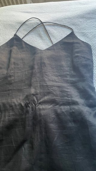 Vestido lino negro tirantes fino. Nuevo H&M
