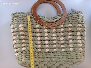 Bolso Cesto Caña Madera, también asa larga