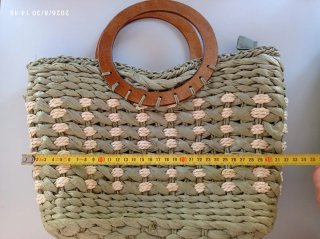 Bolso Cesto Caña Madera, también asa larga
