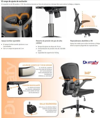 Silla de Oficina de Malla reposabrazos · NUEVA