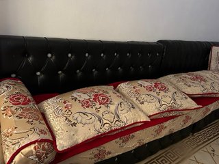Sofá Marroquí Completo Negro y Rojo