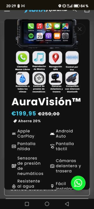 Pantalla Moto Android Auto Carplay