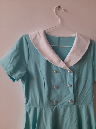 Vestido Vintage Años 50 Azul y Blanco