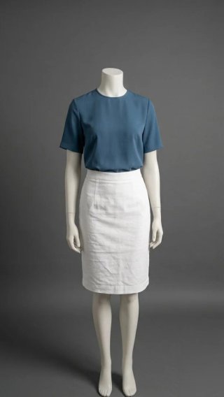 Falda blanca de algodón. Corte en A. Talla 42.