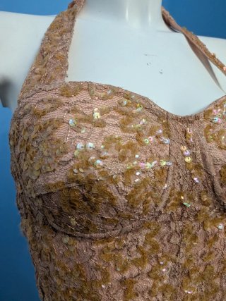 Corsé Bustier Vintage Paillettes Halter