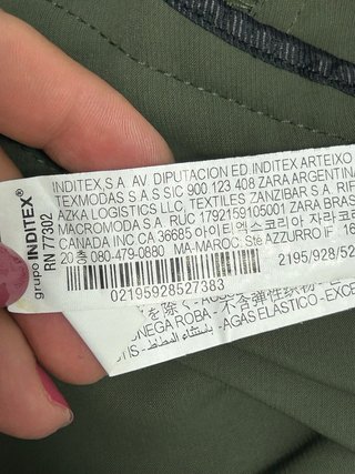 Pantalón cargo verde caqui Zara - Talla M (38)