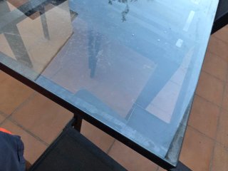 Mesa de jardín cristal y aluminio