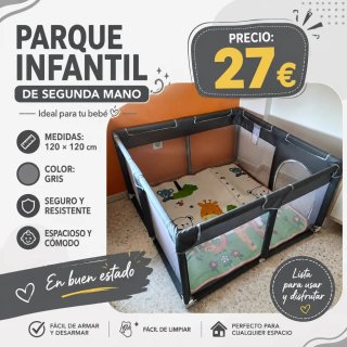 Parque Infantil 120x120cm Gris Segunda Mano