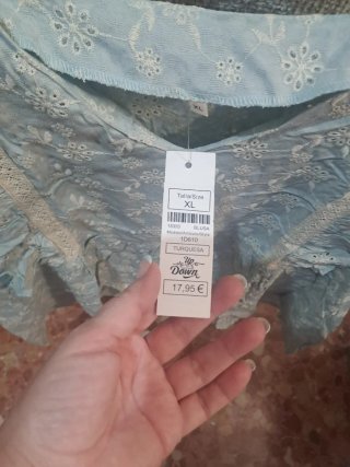 Blusa turquesa bordada volantes XL
