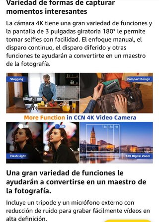 Cámara digital 4K, CCN 48MP - Nueva