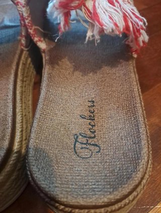 Sandali Flockers Tela Rosso Bianco Boho