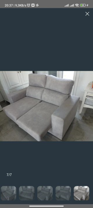 Sofá 2 plazas reclinable tela gris